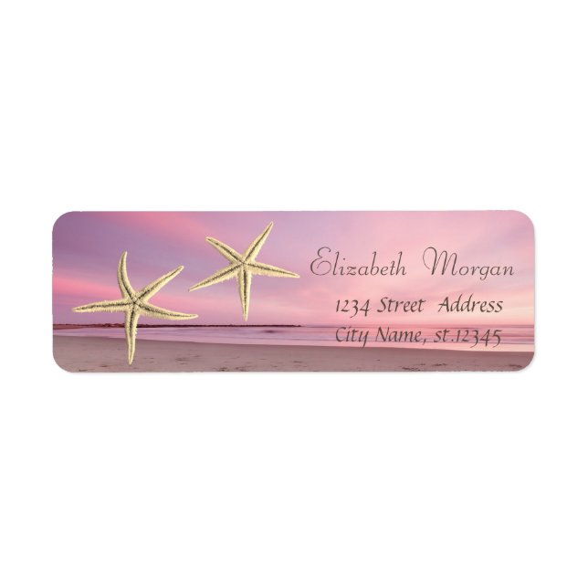 Adorable Starfish Beach Sunset Return Address Label (Front)