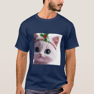 Adorable Starry-Eyed Kitten with Doughnut Delights T-Shirt