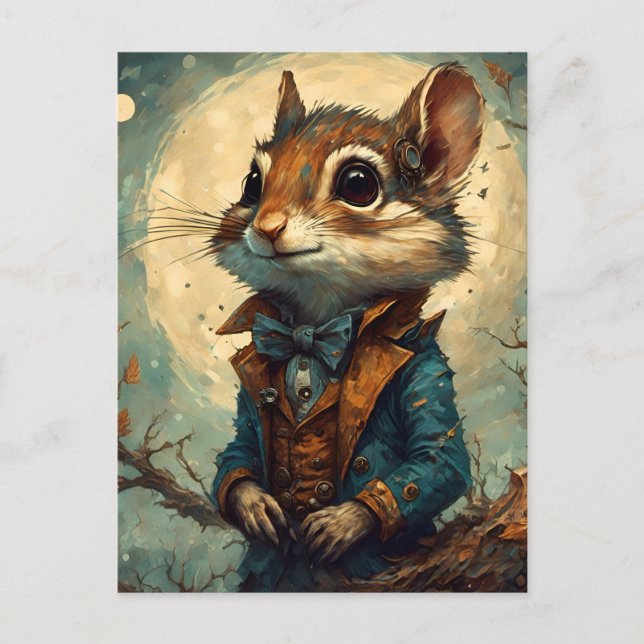 Adorable Steampunk Chipmunk Postcard (Front)