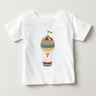 Adorable Steampunk Hot Air Balloon with Flag Baby T-Shirt