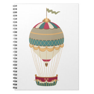 Adorable Steampunk Hot Air Balloon with Flag Notebook