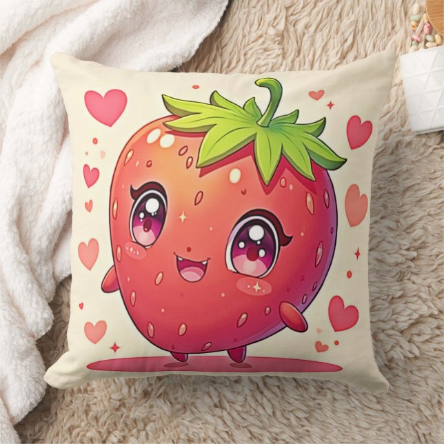 Adorable Strawberry Love Design Cushion (Blanket)