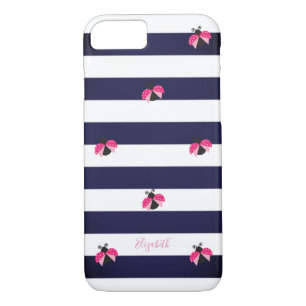 Adorable Striped,Ladybird -Personalised iPhone 8/7 Case