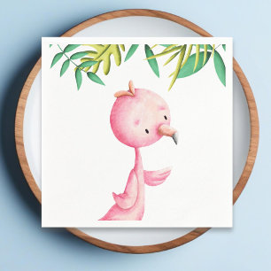 Adorable Summer Pink Flamingo Tropical Party Napkin