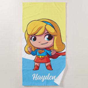 Adorable Supergirl Stance Beach Towel