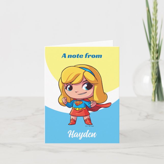 Adorable Supergirl Stance Note Card (Front)