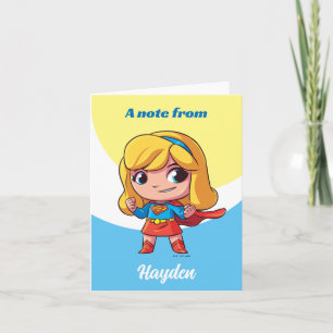 Adorable Supergirl Stance Note Card