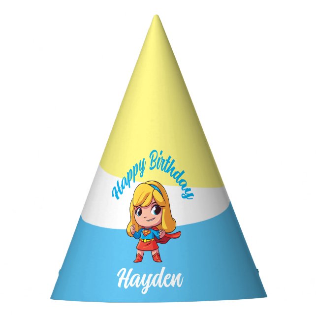 Adorable Supergirl Stance Party Hat (Front)