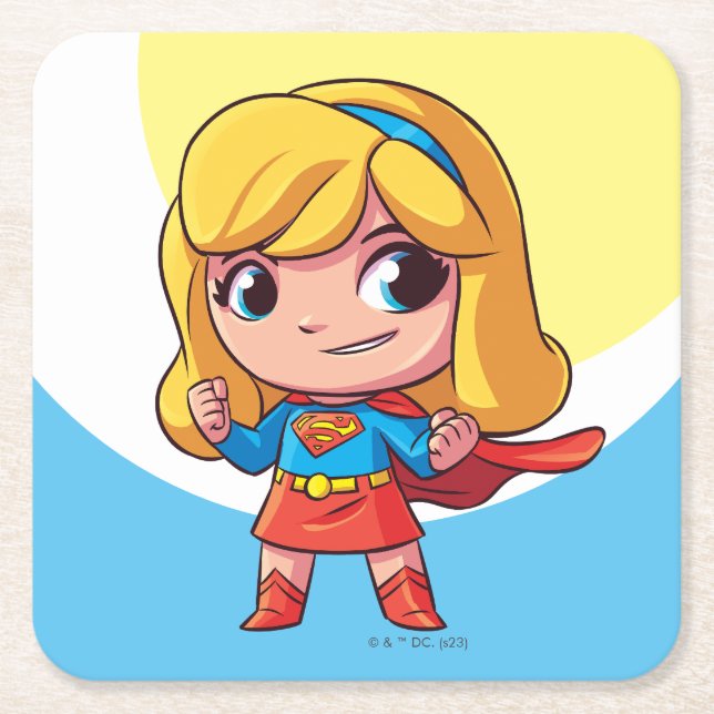 Adorable Supergirl Stance Square Paper Coaster (Front)