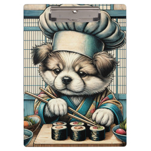 Adorable Sushi Chef Puppy Clipboard