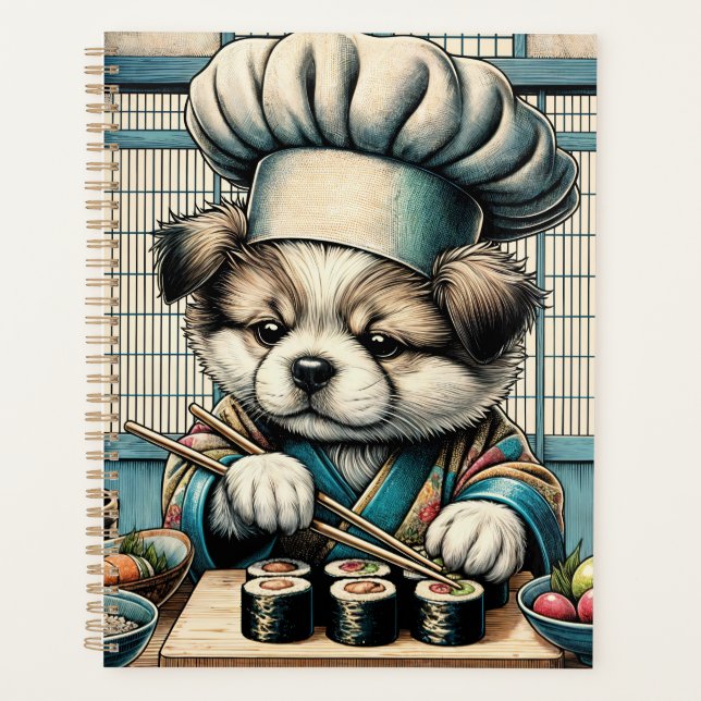 Adorable Sushi Chef Puppy Planner (Front)