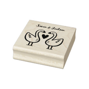 Adorable Swan Couple Rubber Stamp