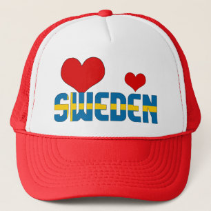 Adorable Sweden Flag Hearts Patriotic Trucker Hat