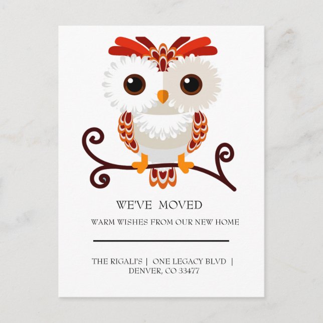 adorable sweet owl   home moving postcard (Front)