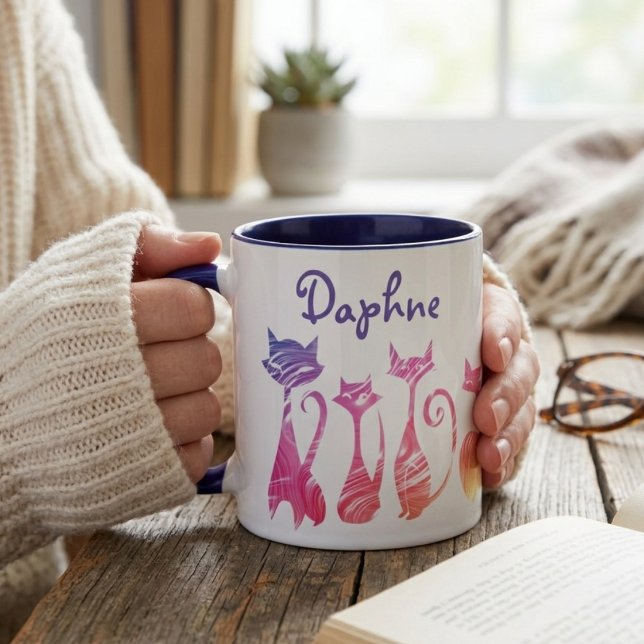 Adorable Swirly Silhouette Cats Mug (Creator Uploaded)