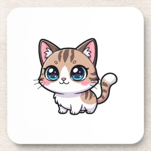 Adorable Tabby Cartoon Cat Coaster