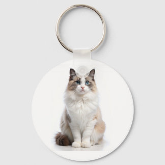 Adorable Tabby Cat with Bright  Eyes Key Ring