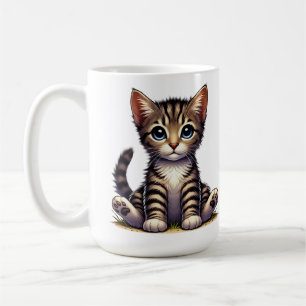 Adorable Tabby Kitten With Blue Eyes  Coffee Mug