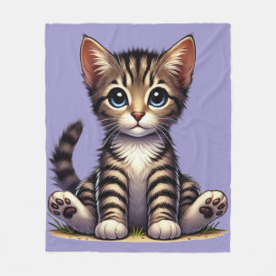 Adorable Tabby Kitten With Blue Eyes Fleece Blanket