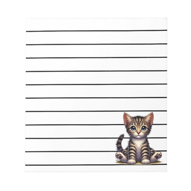 Adorable Tabby Kitten With Blue Eyes Notepad (Front)