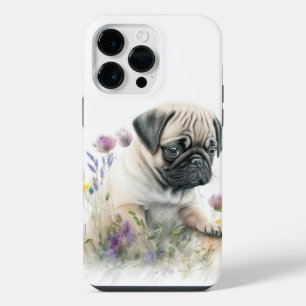 ADORABLE TAN & BLACK PUG PUPPY iPhone 14 PRO MAX CASE