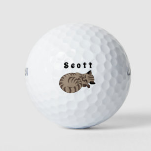 Adorable Tan Tabby Kitten Sleep Name Tag Golf Balls