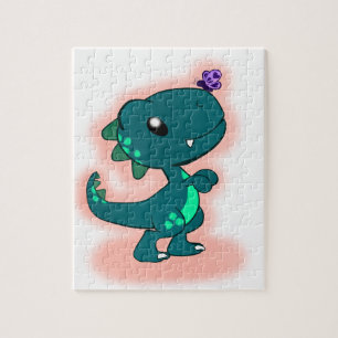 Adorable Teal T-Rex Jigsaw Puzzle