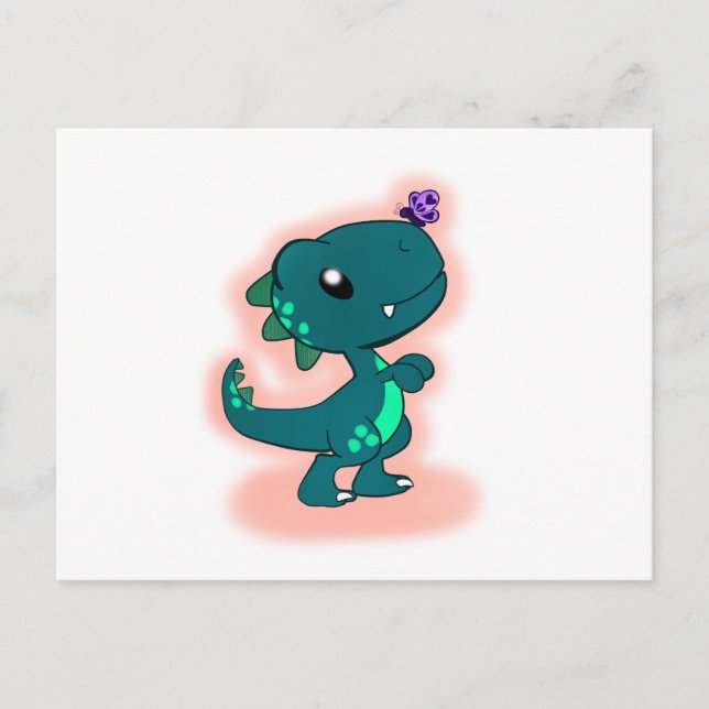 Adorable Teal T-Rex Postcard (Front)