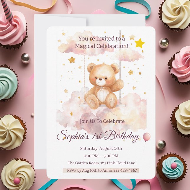 Adorable Teddy Bear 1st Birthday – Custom  Invitation (Creator Uploaded)