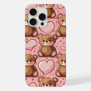 Adorable Teddy Bear and Heart iPhone 15 Pro Max Case