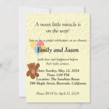 Adorable Teddy Bear Baby Shower Invitation