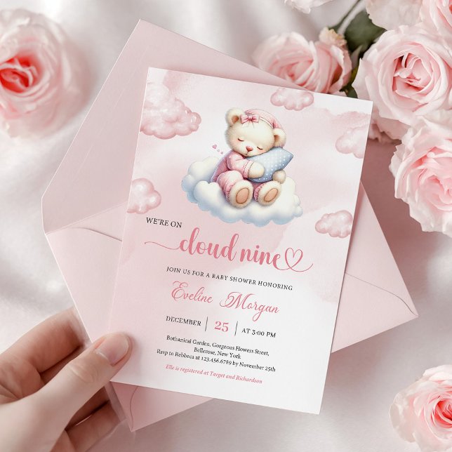 Adorable Teddy Bear Baby Shower Invite Cloud 9 (Adorable Teddy Bear Baby Shower Invite Cloud 9)