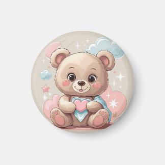 Adorable Teddy Bear Baby – Soft Pastel Design Magnet