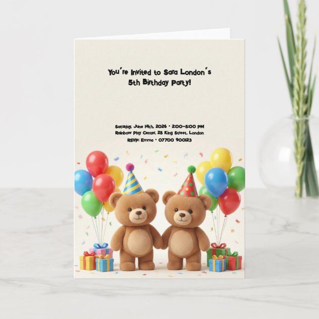 Adorable Teddy Bear Birthday  Card (Front)