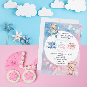 Adorable Teddy Bear Gender Reveal Party Invitation
