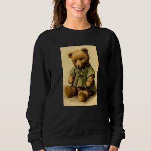 Adorable Teddy Bear In Dress Retro Vintage Stuffed Sweatshirt
