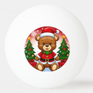 Adorable Teddy Bear in Santa Suit Ping Pong Ball
