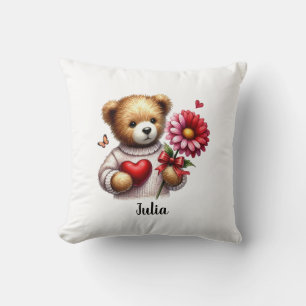 Adorable Teddy Bear Name Valentines Day  Cushion