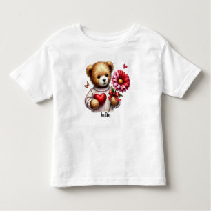 Adorable Teddy Bear Name Valentines Day  Toddler T-Shirt