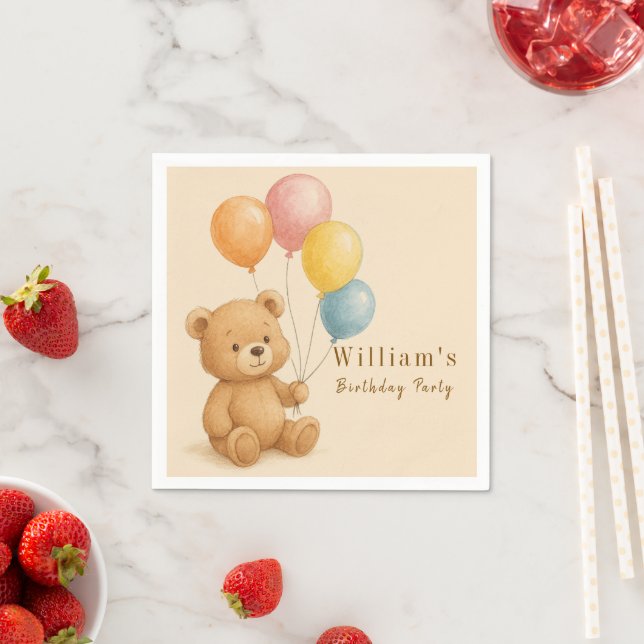 Adorable Teddy Bear Paper Napkins (Insitu)