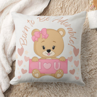 Adorable Teddy Bear Pillow for Baby Girls