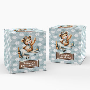Adorable Teddy Bear Pilot Baby Shower Favor Box