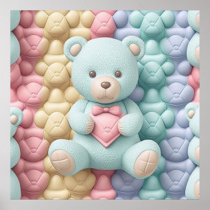 Adorable Teddy Bear Poster for Kids Room Decor