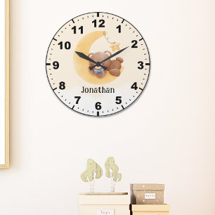 Adorable Teddy Bear Room Boy Large Clock