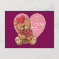 Adorable Teddy Bear Roses with 'I Love You' heart