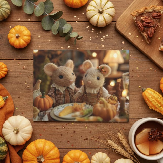 Adorable Thanksgiving Mice Postcard (Creator Uploaded)