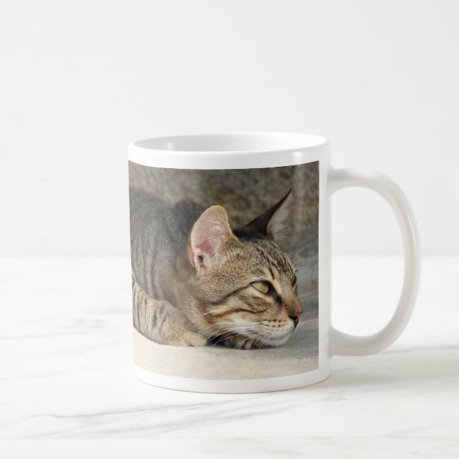 Adorable Thoughtful Tabby Cat Mug (Right)
