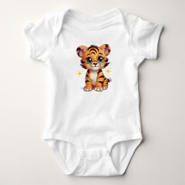 Adorable Tiger Cub Baby Bodysuit . (Front)