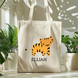 Adorable Tiger Kids' Personalised Tote Bag