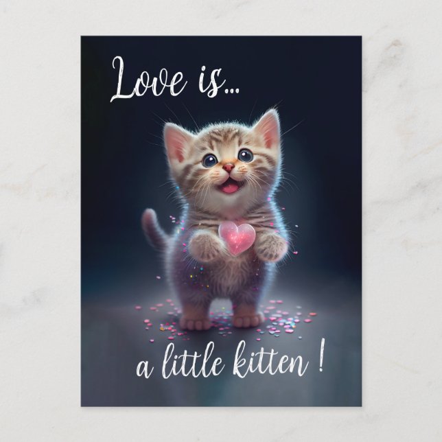 Adorable Tiny Kitten Sweetheart Postcard (Front)